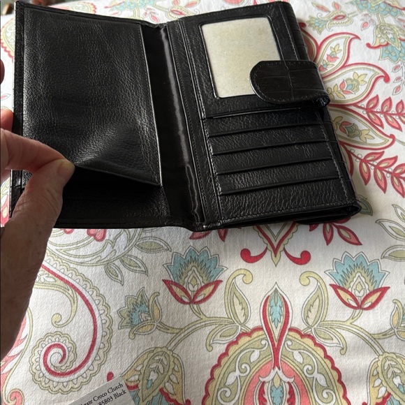 Brighton Black Croc-Embossed Clutch with Gold Accents - Picture 5 of 6